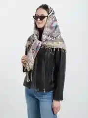 Хаки платок с кисточками
