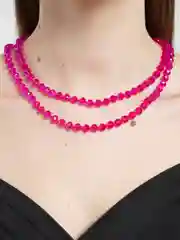 Фуксия бусы из чешского стекла