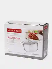 Серебряный кастрюля нержавейка с крышкой Mayer&Boch, 3.6 литра