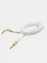 Белый кабель аудио AUX угловой, витой (3,5мм jack, 1 м)