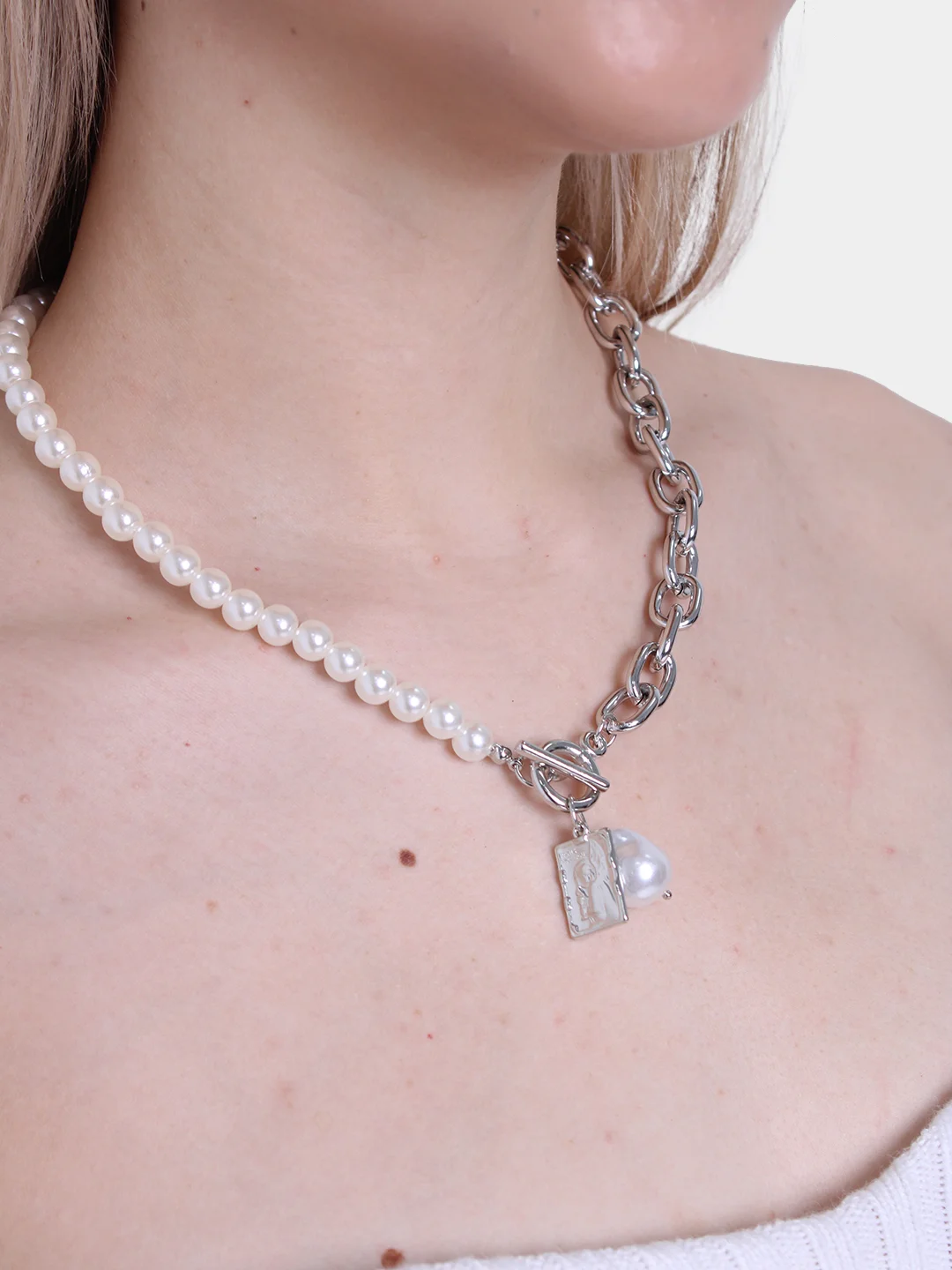 Серебряный модное женское ожерелье - цепь с подвеской