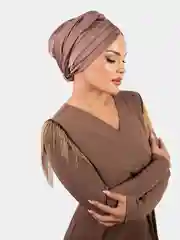 Шоколадный платок мусульманский/Платок атласный/ Готовый платок/ Тюрбан /Хиджаб/Платок на никах/ADEMI