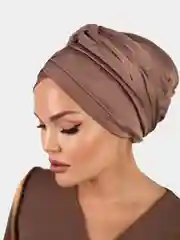 Шоколадный платок мусульманский/Платок атласный/ Готовый платок/ Тюрбан /Хиджаб/Платок на никах/ADEMI