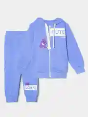 Голубой костюм спортивный из футера для девочки LOKKI, 2131 CUTE, Girls rule