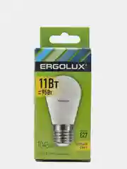 Лампа светодиодная Ergolux, 11 Вт, Е27, теплый свет, шар