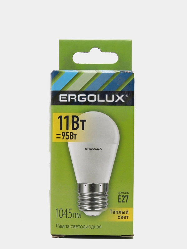 Лампа светодиодная Ergolux, 11 Вт, Е27, теплый свет, шар