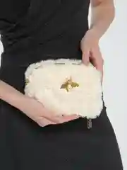 Бежевый женская сумочка на через плечо клатч на цепочке