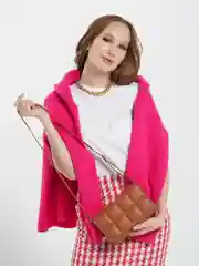 Терракотовый клатч на плечо, маленькая сумка из экокожи, сумка в клетку