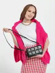 Черный клатч на плечо, маленькая сумка из экокожи, сумка в клетку