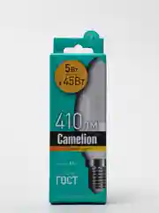 Лампа светодиодная Camelion 5 Вт, Е14, форма свечи, теплый белый свет, 12031