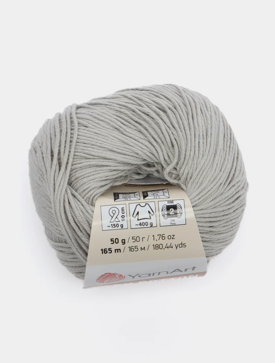 Серый пряжа YarnArt Baby cotton, 50 г, 165 м, акрил и хлопок
