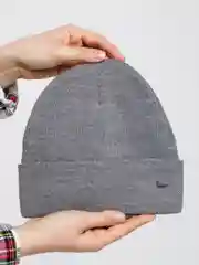 Серый шапка вязаная Анорак, унисекс, женская лопатка на весну и осень, бини с отворотом