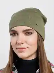 Хаки шапка вязаная Анорак, унисекс, женская лопатка на весну и осень, бини с отворотом