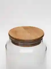 Банка стеклянная для сыпучих продуктов, с бамбуковой крышкой