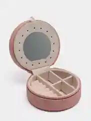 Розовый шкатулка для хранения ювелирных украшений с зеркалом
