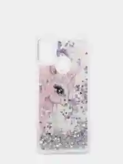 Белый чехол переливашка с жидкими блёсточками SAMSUNG M21