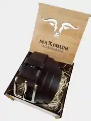 Ремень мужской натуральный кожаный коричевый гладкий  в подарочной упаковке