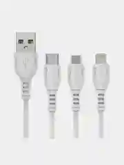 Белый кабель для зарядки USB - Type-C /  USB - Lightning(Apple Iphone)/ Micro, Borofone BX51