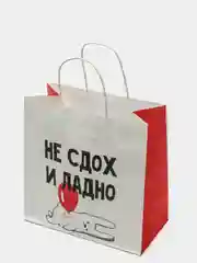 Хаки подарочный крафт-пакет с оригинальной надписью, 20 видов