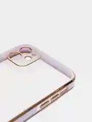Сиреневый чехол-накладка для iPhone 11, 11 Pro, 11 ProMax, силиконовый, с золотым ободком