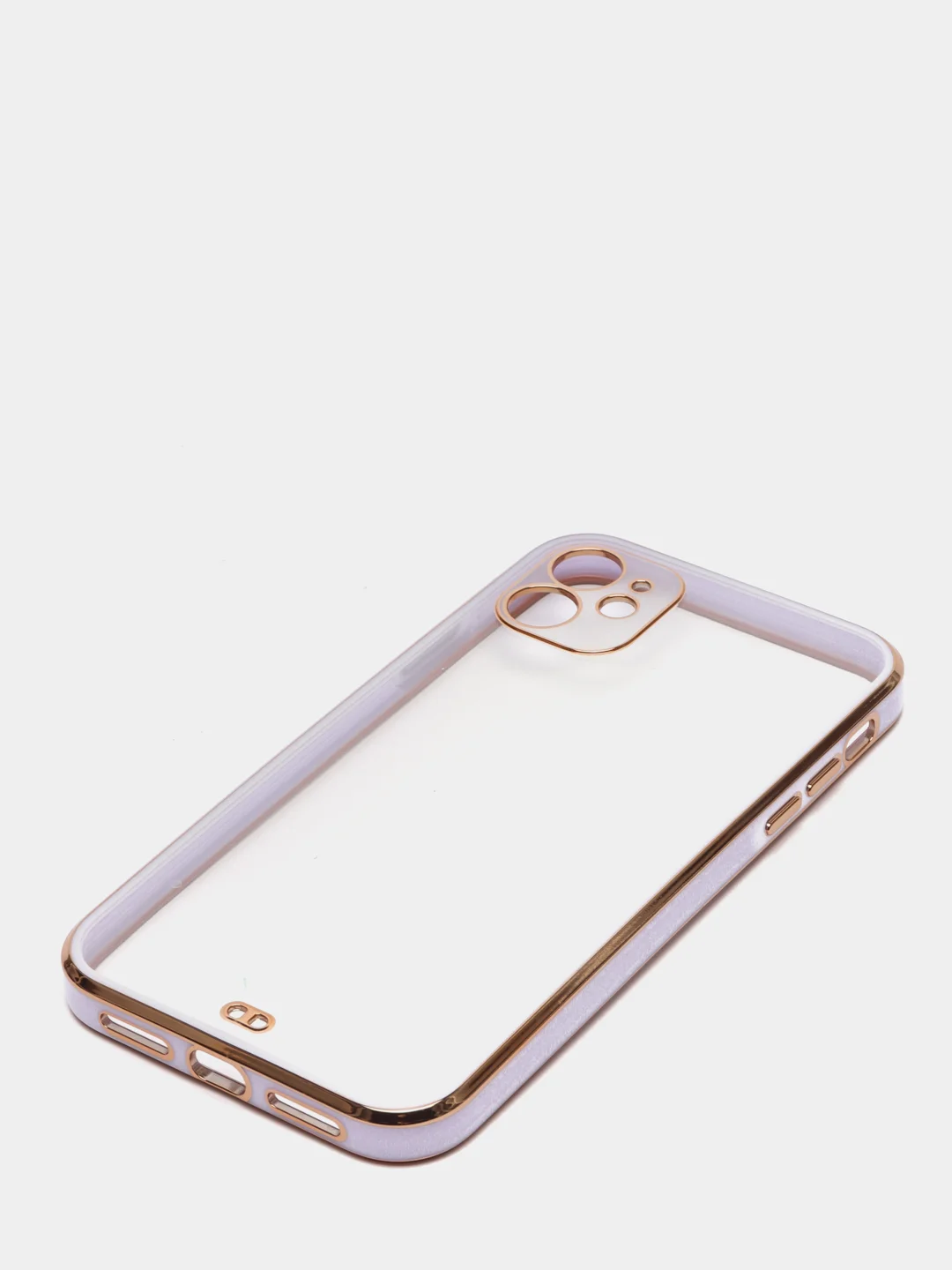 Сиреневый чехол-накладка для iPhone 11, 11 Pro, 11 ProMax, силиконовый, с золотым ободком