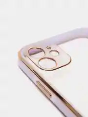 Сиреневый чехол-накладка для iPhone 11, 11 Pro, 11 ProMax, силиконовый, с золотым ободком