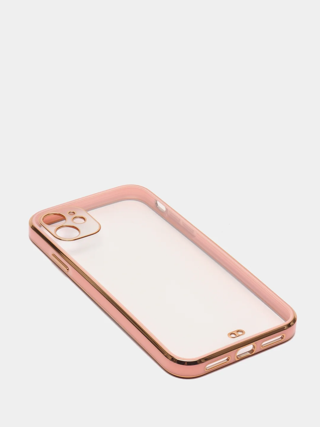 Розовый чехол-накладка для iPhone 11, 11 Pro, 11 ProMax, силиконовый, с золотым ободком