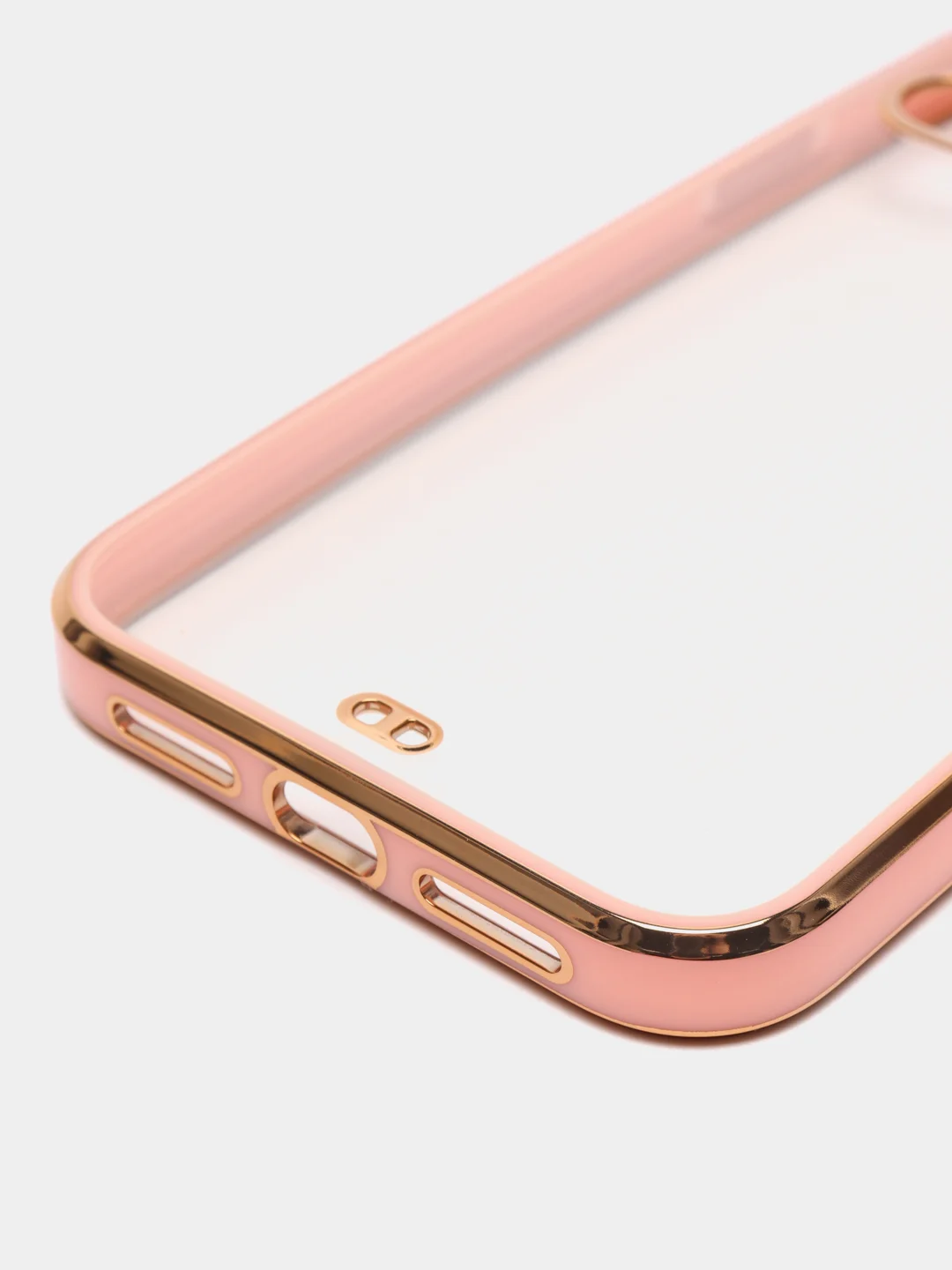 Розовый чехол-накладка для iPhone 11, 11 Pro, 11 ProMax, силиконовый, с золотым ободком