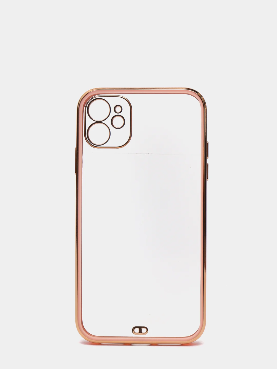 Розовый чехол-накладка для iPhone 11, 11 Pro, 11 ProMax, силиконовый, с золотым ободком
