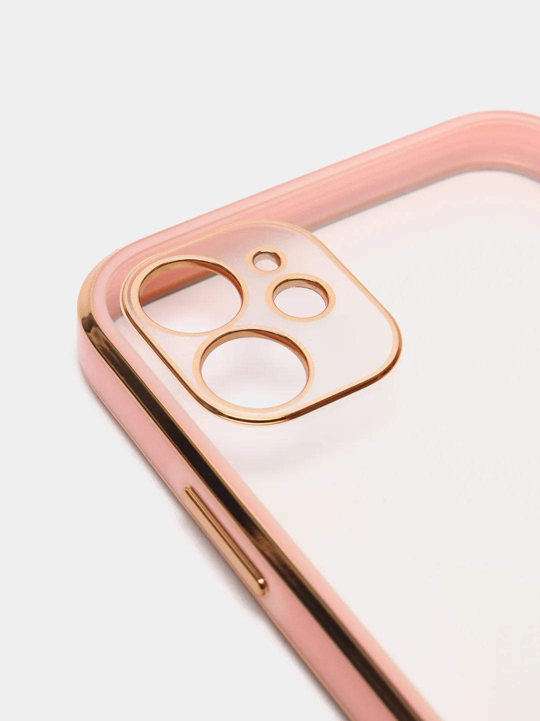 Розовый чехол-накладка для iPhone 11, 11 Pro, 11 ProMax, силиконовый, с золотым ободком