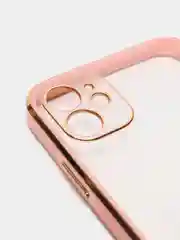 Розовый чехол-накладка для iPhone 11, 11 Pro, 11 ProMax, силиконовый, с золотым ободком