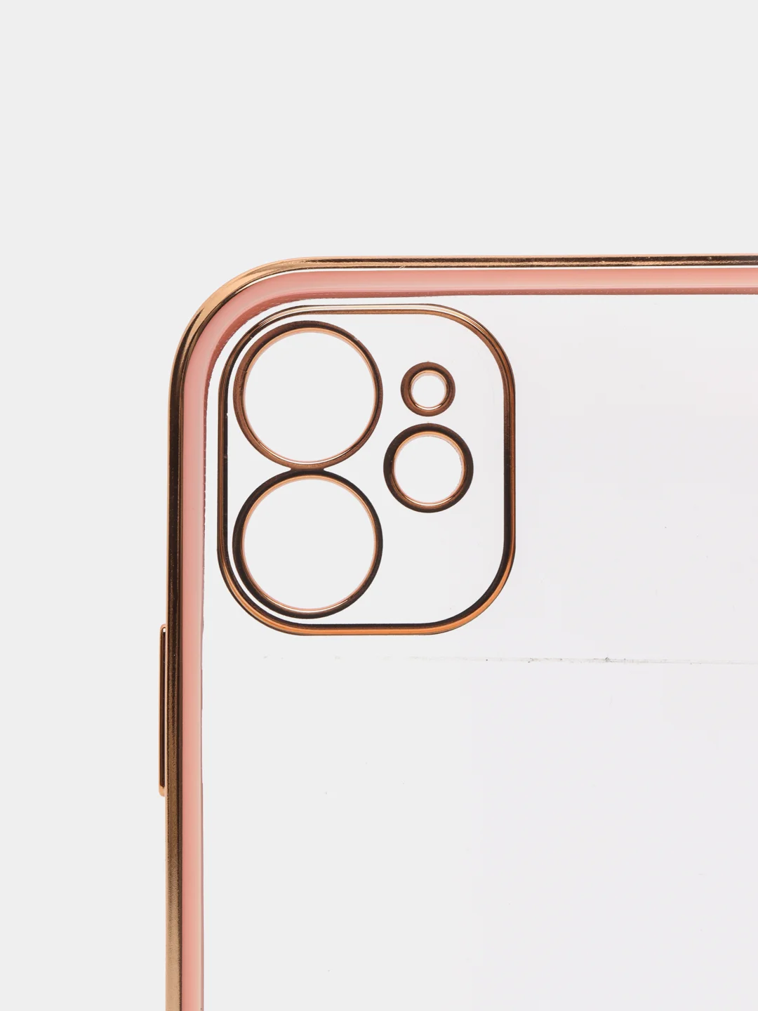 Розовый чехол-накладка для iPhone 11, 11 Pro, 11 ProMax, силиконовый, с золотым ободком