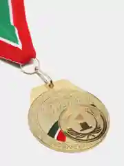 Золотой медаль наградная металлическая на ленте с карабином
