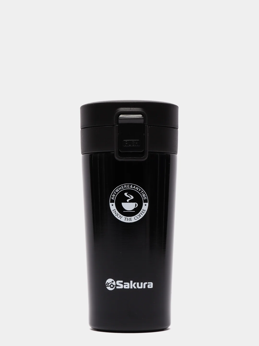 Черный термокружка Sakura TM-01-380BK с кнопкой черный/blackberry, 0,38 л
