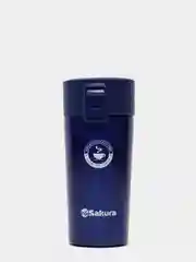 Синий термокружка Sakura TM-01-380BL с кнопкой синий металлик/indigo 0,38л