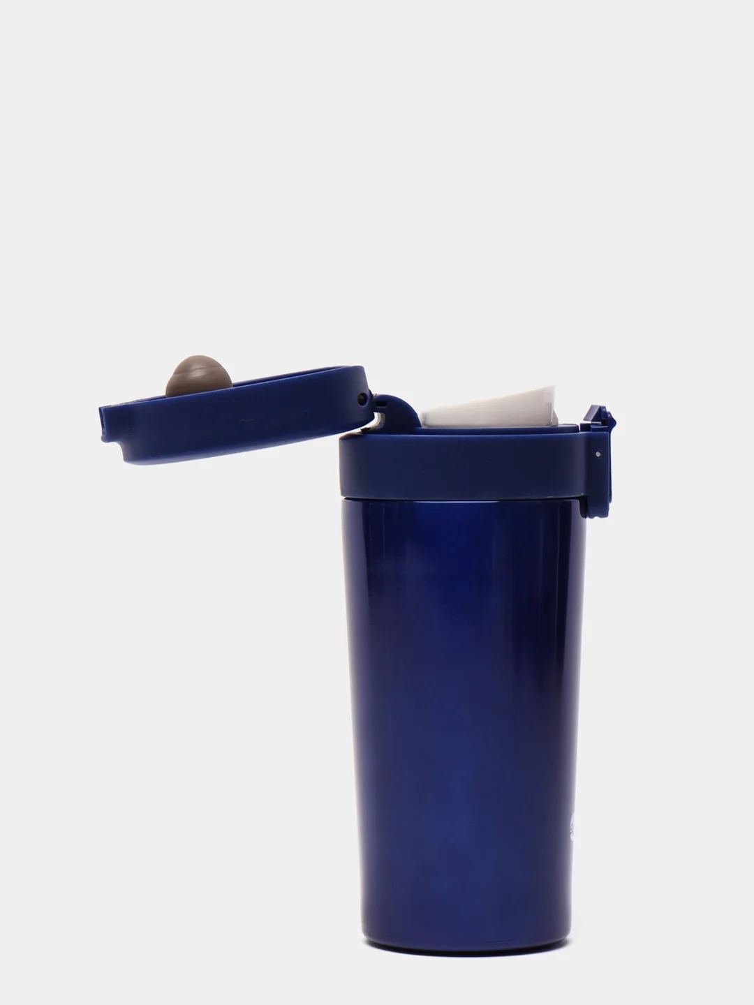 Синий термокружка Sakura TM-01-380BL с кнопкой синий металлик/indigo 0,38л