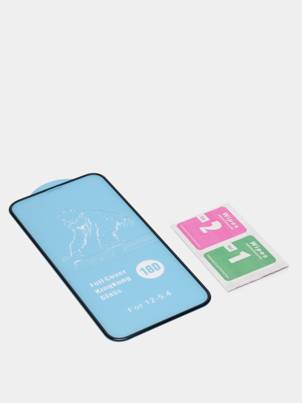 Защитное стекло iPhone 12 mini, 18D, силиконовые края, черное