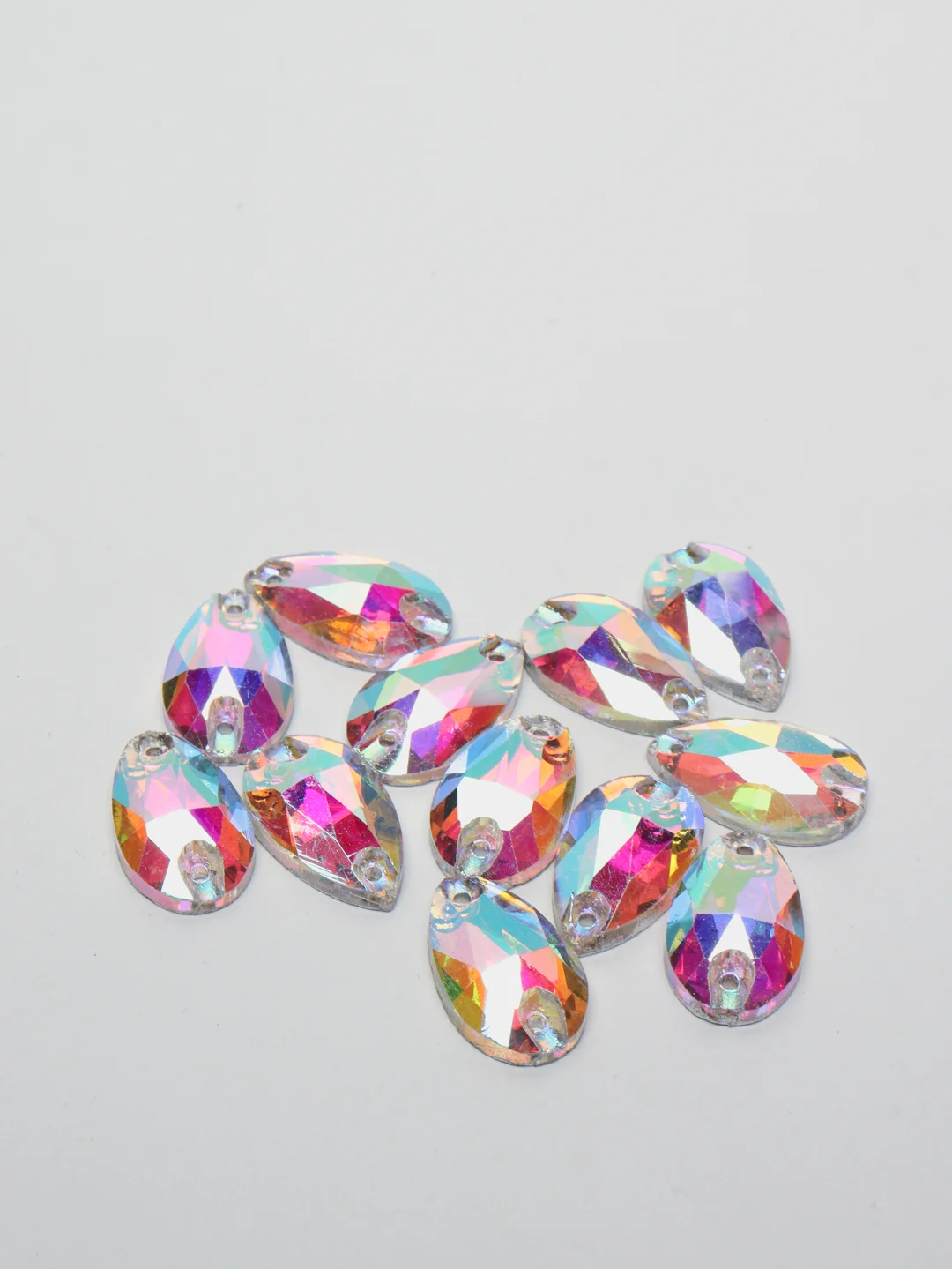 Стразы пришивные "Капля" Crystal AB, стекло