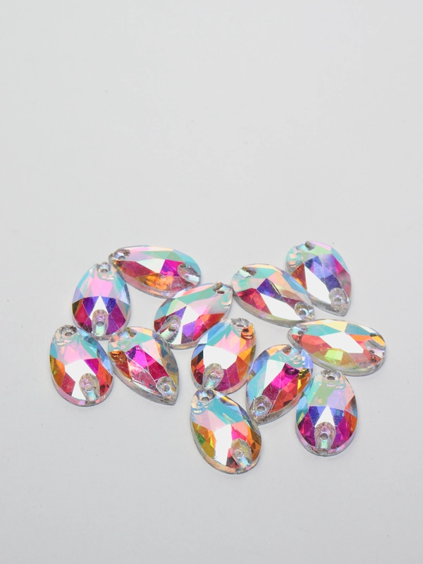 Стразы пришивные "Капля" Crystal AB, стекло