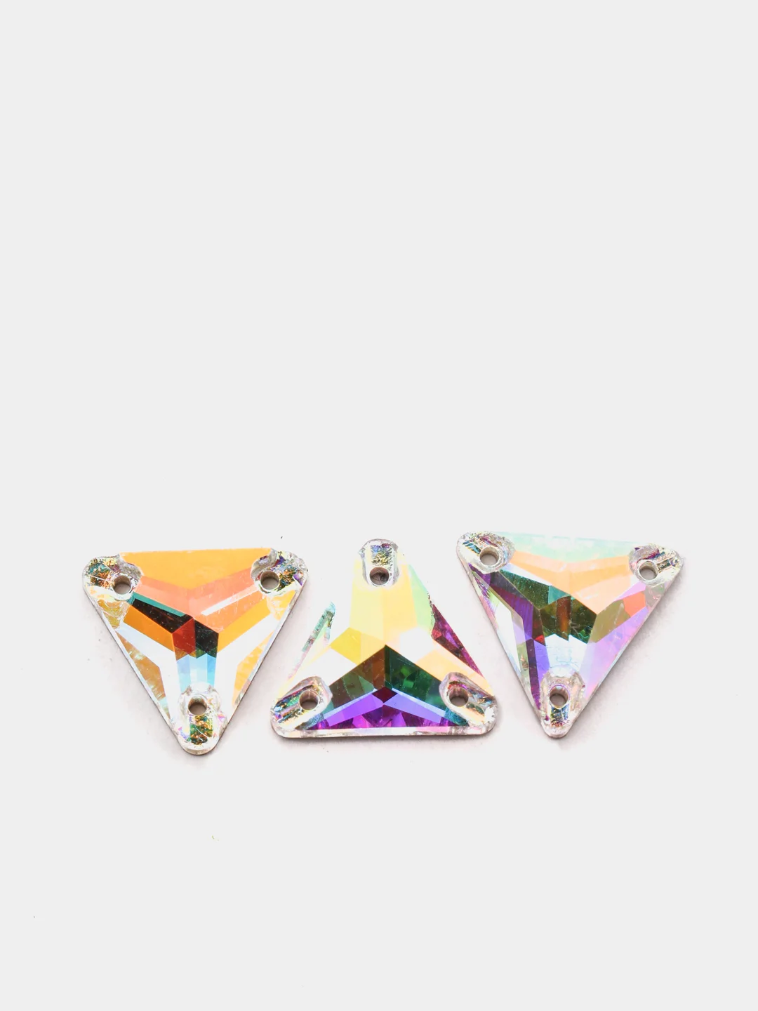 Стразы, стекло, пришивные, треугольные, Crystal AB имитация Сваровски Triangle