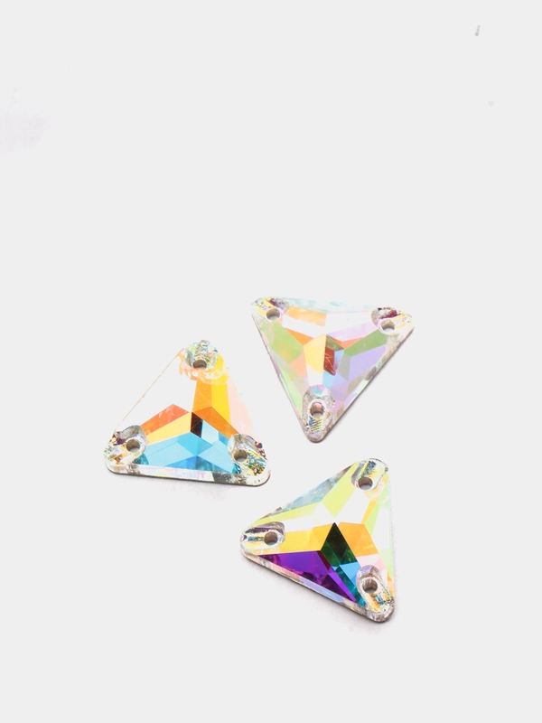 Стразы, стекло, пришивные, треугольные, Crystal AB имитация Сваровски Triangle