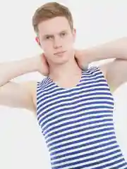 Синий майка-тельняшка мужская, хлопок