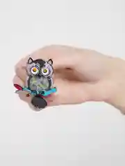 Серый брошь "Сова"
