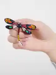 Багровый брошь "Стрекоза"