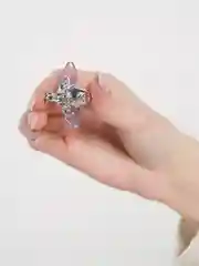 Голубой брошь "Насекомые" (бабочка, стрекоза, шмель)