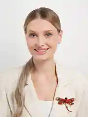 Красный брошь со стразами "Стрекоза"
