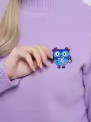 Синий брошь "Сова"