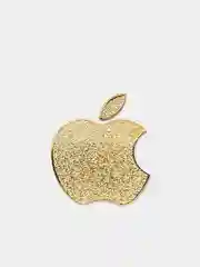Золотой металлическая наклейка-стикер "Яблоко iPhone", с текстурой "песочек", на телефон