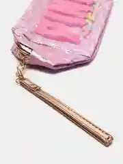 Розовый косметичка PINK на молнии с бусинами