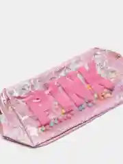 Розовый косметичка PINK на молнии с бусинами